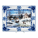 Плакетка "Пейзаж в раме". Гжель 24х19 см