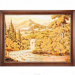 Картина янтарная "Пейзаж с водопадом №2"