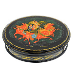 0042691 Лаковая миниатюра Шкатулка "Тройка" (АР Сурикова) 13*10см (п666)