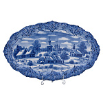 Тарелка декоративная "Зима в деревне". Гжель