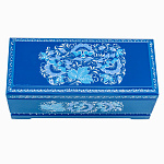 0078410/23*10см Хохлома Шкатулка для чая "ЦВЕТЫ" син Р7 