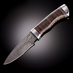 0049655 Златоуст Нож разделочный Голец (кожа) алюм дамаск