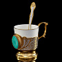 Чайно-кофейная чашка с ложкой "Малахит". Златоуст, фотография 2. Интернет-магазин ЛАВКА ПОДАРКОВ