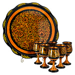 22690 Хохлома НАБОР д/ВИНА/Шампанского  "Встреча ЯГОДЫ ЧФ" 7 предметов