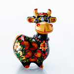 0057205  Хохлома СИМВОЛ ГОДА 2021 КОРОВКА ЗОРЬКА (фарфор)