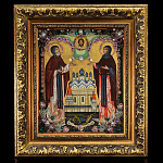 0032055 ИКОНА "Петр и Феврония" багет-золочение №175 в П/У дуб