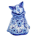 0069029 Гжель Солонка"КОТ В МЕШКЕ" 8*10 см  Авт.Черновы Л.и В