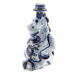 0015595/Зол Гжель Штоф  "КОНЬ" в золоте 12*14*22,5см