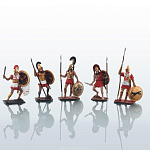 0028597 Оловянная миниатюра НАБОР солдатиков 5 фигур "Древнегреческие воины"