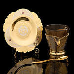 Чайная пара с позолотой и фианитами. Златоуст