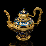 Чайник с лазуритом и эмалью "Гжель". Златоуст
