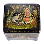   лаковая миниатюра ШКАТУЛКА "Красная шапочка" 6*7*6см Авт.Краснов