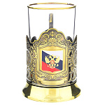 0046647 Микляихское литье ПОДСТАКАННИК латунный "ФЛАГ РФ" ЭМАЛЬ