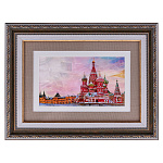 0072659 КАРТИНА НА ПЕРЛАМУТРЕ "МОСКВА. ХРАМ ВАСИЛИЯ БЛАЖЕННОГО" 40*30 см