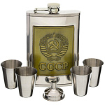28377 НАБОР ПОДАРОЧНЫЙ МУЖСКОЙ СССР фляга и 4 рюмки в П/У