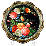 Поднос с авторской росписью "Цветы" 34х34 см