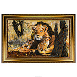 Картина янтарная "Львы" 69х114 см