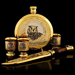 0049438 Златоуст Набор охотника NAO - 0813 (Фляжка + 3 рюм. охотн + нож Ц/м Браконьер )