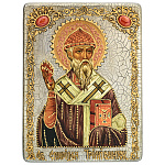 0065381-15*20см Икона подарочная "Св. Спиридон Тримифунтский" мор.дуб  в ПУ (RTI-269-4.m)