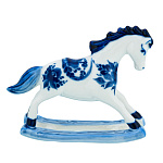 202623 Гжель Статуэтка "ЛОШАДКА-КАЧАЛКА" в коб ,9*7 см