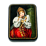 202889/15*11*3,5см Художественная роспись  ШКАТУЛКА "Девушка у камина"/105