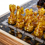 Шахматный ларец с инкрустацией и фигурами из янтаря 38х38 см, фотография 3. Интернет-магазин ЛАВКА ПОДАРКОВ
