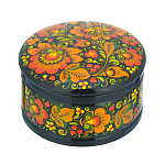 202778 Хохлома Шкатулка (коробочка) БАБОЧКА-ЦВЕТЫ, 11*7 см