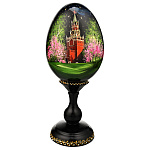 Деревянное пасхальное яйцо на подставке "Москва. Спасская башня"