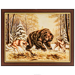Картина янтарная "Охота на медведя" 30х40 см