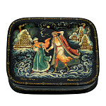 0065131-11*9см  Лаковая миниатюра Палех ШКАТУЛКА "Парочка" Камардина