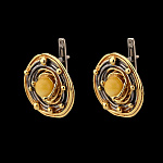 821930/9,0 сред вес Серебро 925* СЕРЬГИ вст.Янтарь р/п