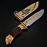 АРХИВ22104 Златоуст Оружие сувенирное НОЖ "Медведь"чернение, позолота, ц/мет ножны в ПУ