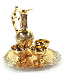 0012539 Златоуст Набор восточный "Царица Савская"кувшин +3чаши на подносе, в ПУ (276)