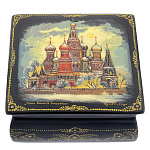 0048177/8*8см Шкатулка лаковая миниатюра Холуй"Храм Василия Блаженного"Жуков А.Л.6,68а