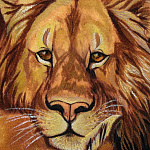 Картина янтарная "Лев и львица" 84х104 см