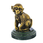 0052787 Микляихское литье Статуэтка "ОБЕЗЬЯНА СИДЯЧАЯ" Ж--147А НА КАМНЕ