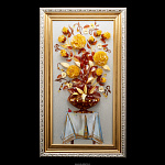 Картина янтарная "Ваза с цветами на столе"