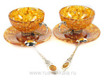 25345-Б-2перс Янтарь Чайный набор с ложечкой на 2перс. 6 предм. Бронза В П/У