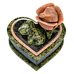 6238/8973 Нат.камень Шкатулка для украшений "Роза" Змеевик Мрамор 155*140*145мм