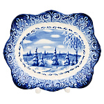 Тарелка декоративная с росписью "Пейзаж. Зима". Гжель