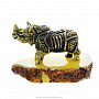 Статуэтка с янтарем "Носорог Рокки" (белый), фотография 1. Интернет-магазин ЛАВКА ПОДАРКОВ