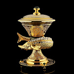 0013911 Златоуст ИКОРНИЦА "ОСЕТР" Нефрит, позолота, в П/У