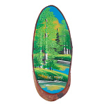 0066005/2221 Нат.камень ПАННО ОВАЛЬНОЕ на срезе дерева 45*50см 