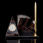 0052916 Обсидиан Набор офисный: Часы "Пирамида "с ручкой