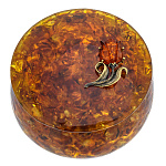 0080906-НП Янтарь ШКАТУЛКА КРУГЛАЯ "Тюльпан Надежы" 15*15*9см