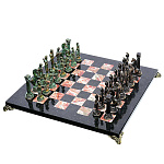 0040655/25*25см  Нат.камень ШАХМАТЫ с фигурами  "Воины" Креноид