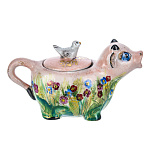 0070676 Гжель Чайник"БЫЧОК" коллекционный (в цвете )