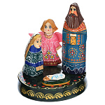 0011156/22см  Скульптура из дерева "Дед Мороз" (фонарь-колокольчик) 22см