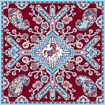  Сувенирный платок КАВКАЗСКИЙ СКАКУН 90*90см состав:шелк 100% МД НиныРучкиной