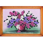 0052506/1684/40*60см  Нат.камень Картина"Сирень" Багет дерево №6 горизонтальн.